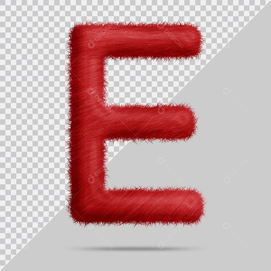 Letra E com pele Vermelha Ilustração 3D PSD