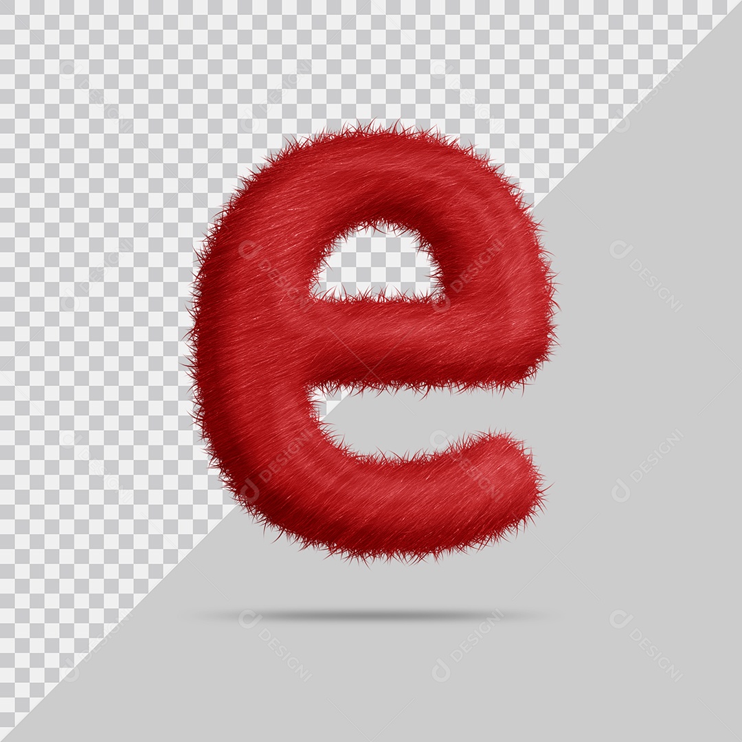 Letra E com pele Vermelha Ilustração 3D PSD