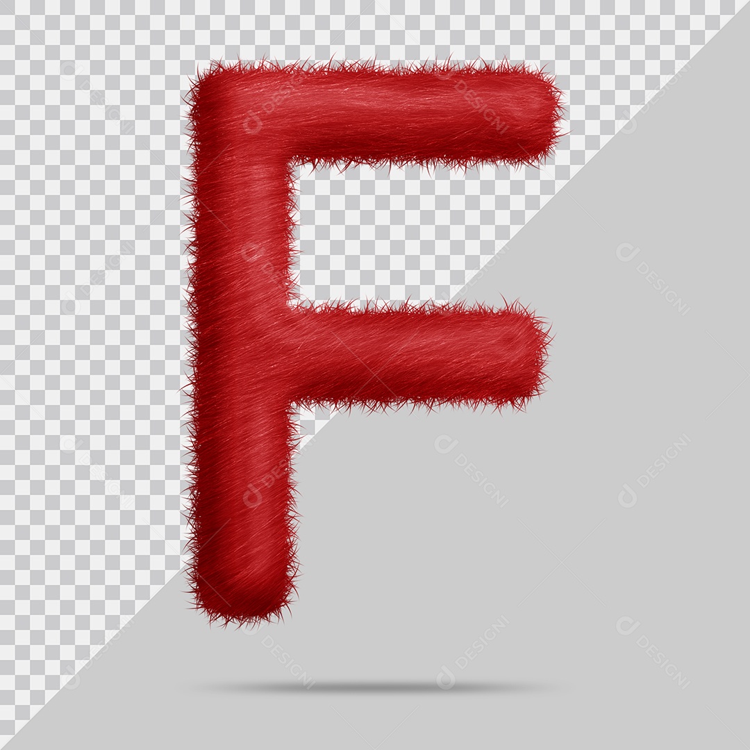 Letra F com pele Vermelha Ilustração 3D PSD