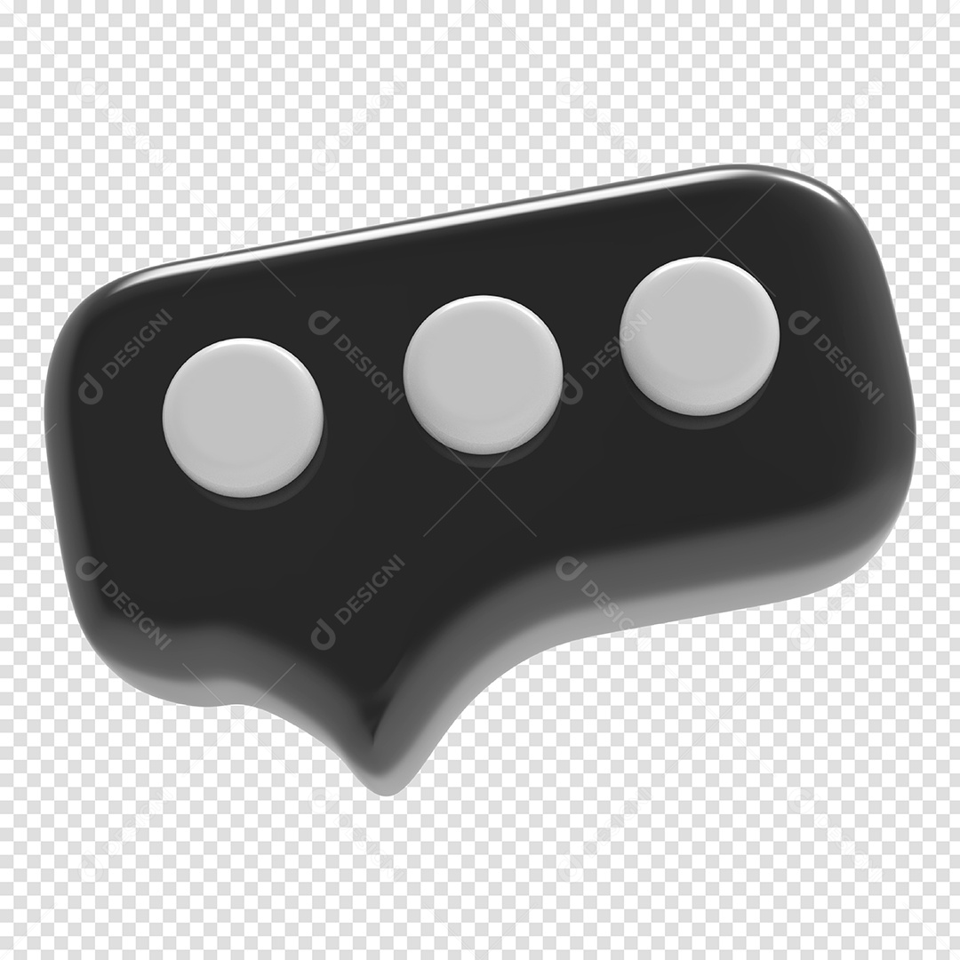 Caixa de Diálogo com três pontos Elemento 3D Preto para Composição PSD