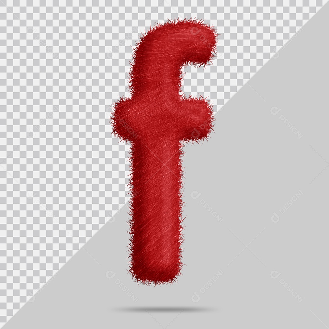 Letra F com pele Vermelha Ilustração 3D PSD