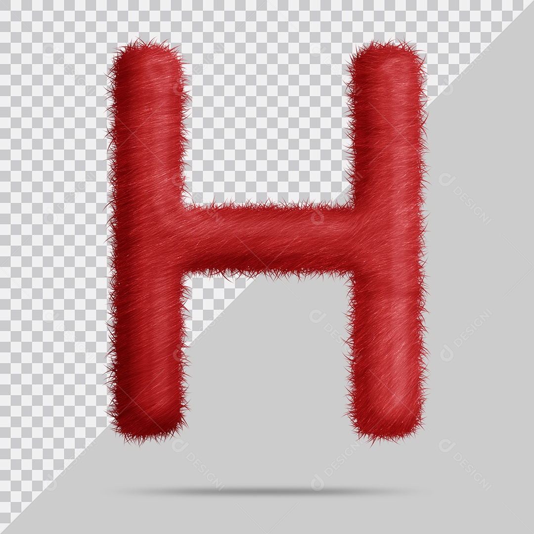 Letra H com pele Vermelha Ilustração 3D PSD