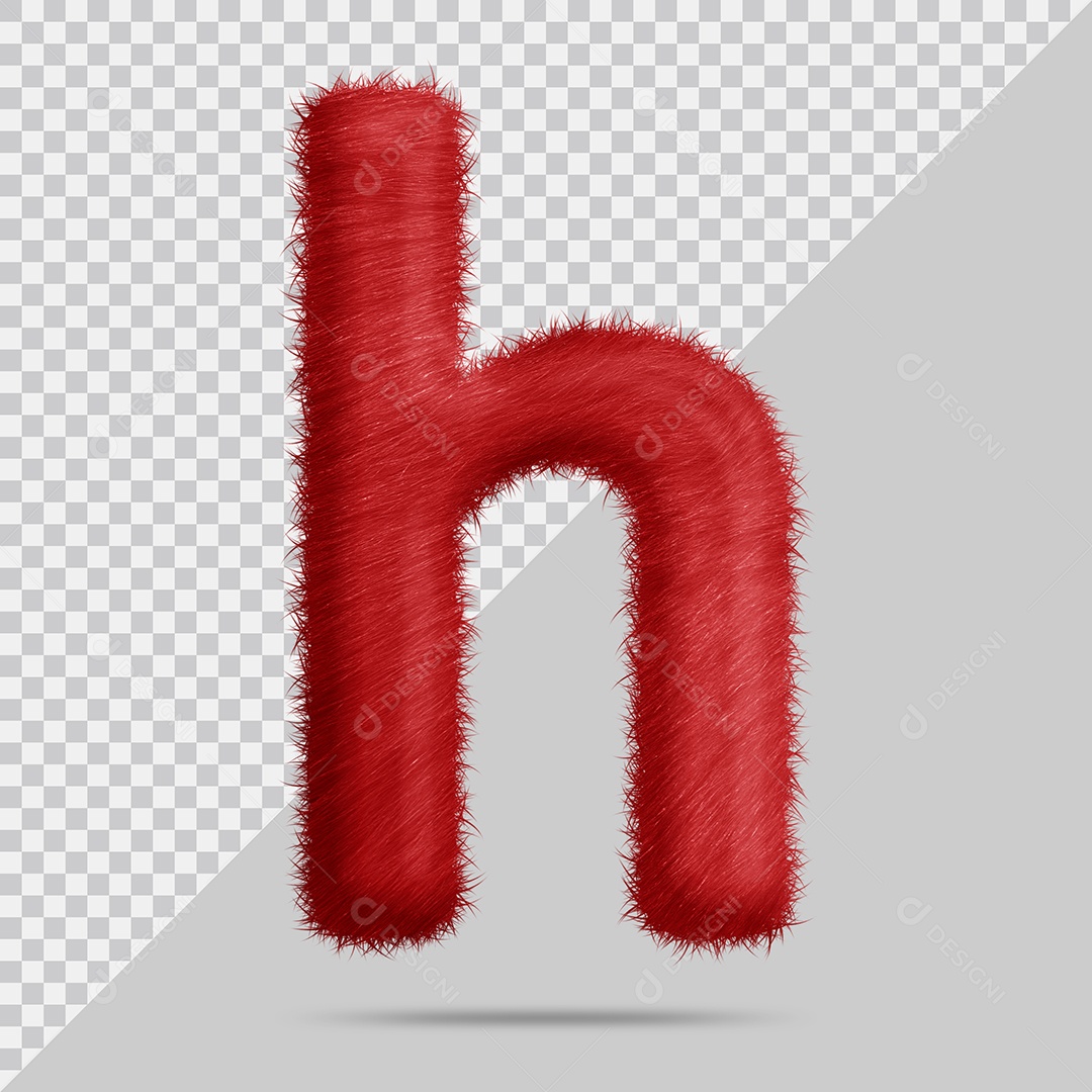 Letra H com pele Vermelha Ilustração 3D PSD