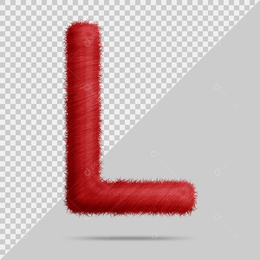Letra L com pele Vermelha Ilustração 3D PSD