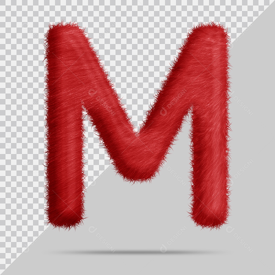 Letra M com pele Vermelha Ilustração 3D PSD