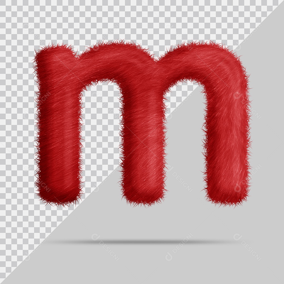 Letra M com pele Vermelha Ilustração 3D PSD