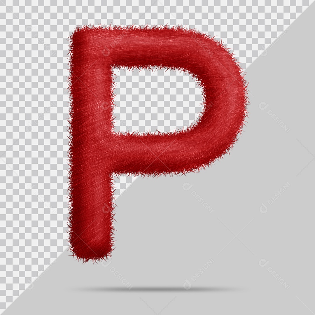 Letra P com pele Vermelha Ilustração 3D PSD