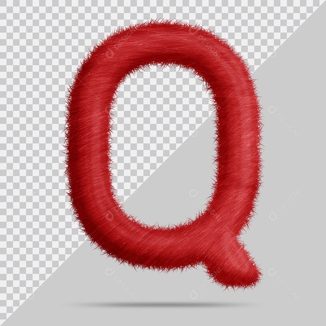Letra Q com pele Vermelha Ilustração 3D PSD