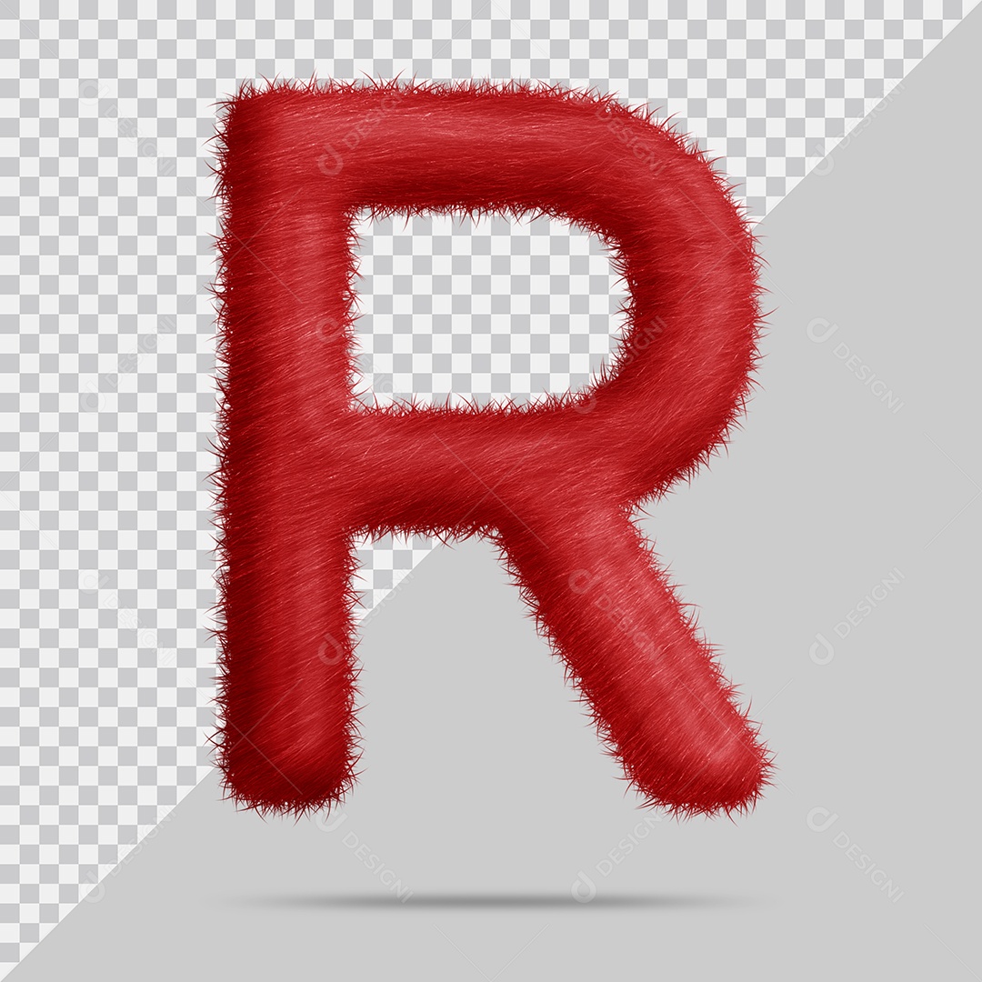 Letra R com pele Vermelha Ilustração 3D PSD