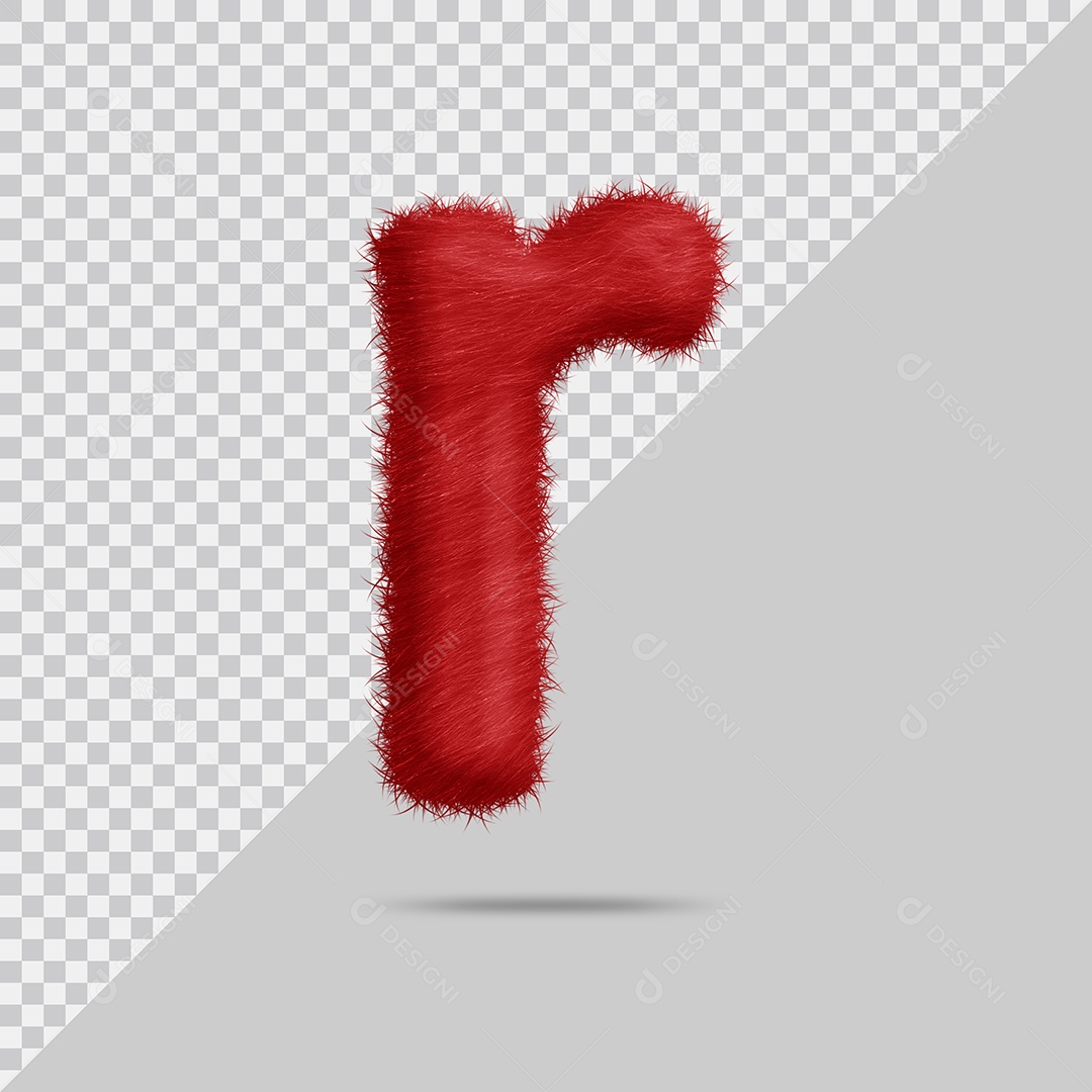 Letra R com pele Vermelha Ilustração 3D PSD
