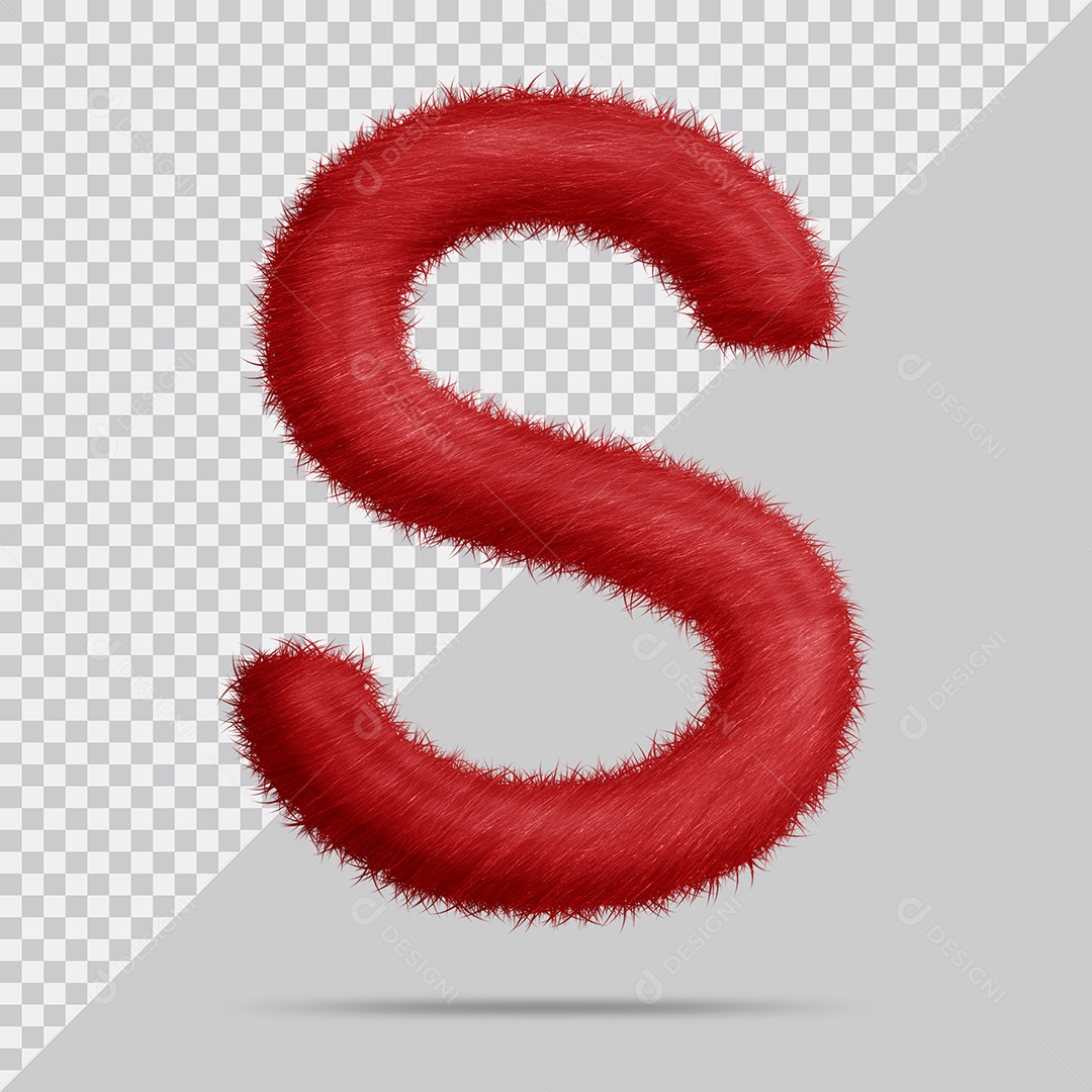 Letra S com pele Vermelha Ilustração 3D PSD