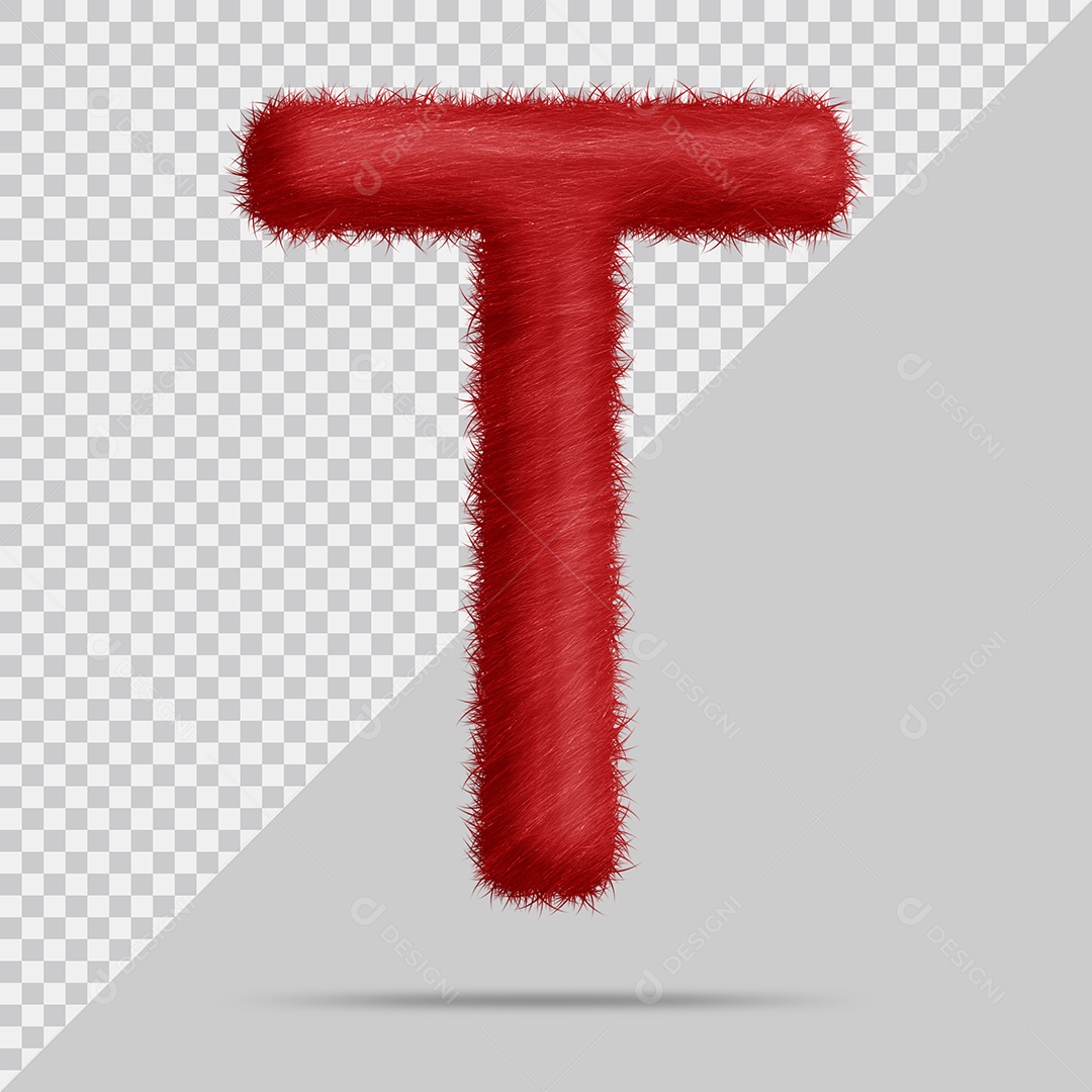 Letra T com pele Vermelha Ilustração 3D PSD