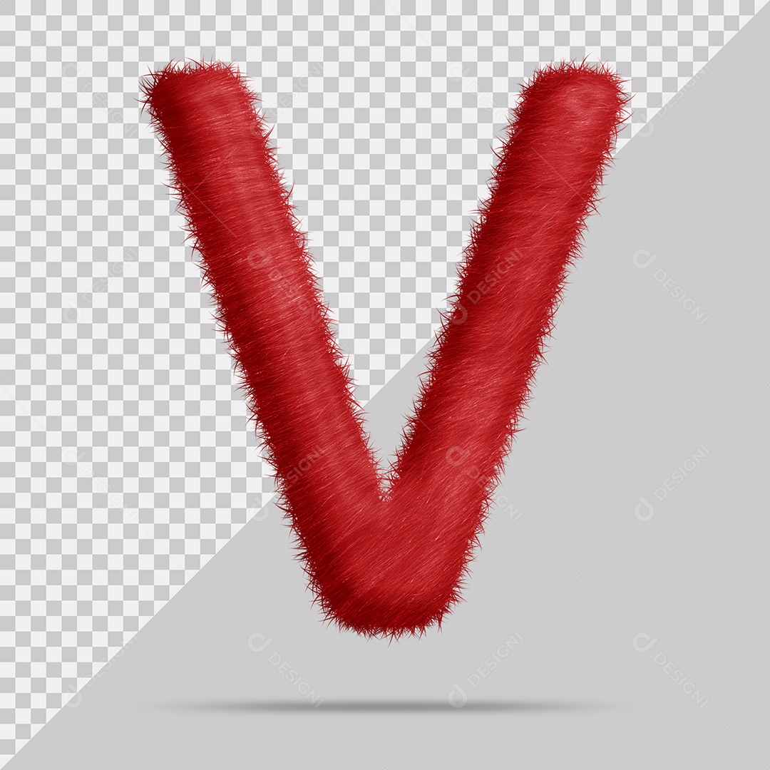 Letra V com pele Vermelha Ilustração 3D PSD