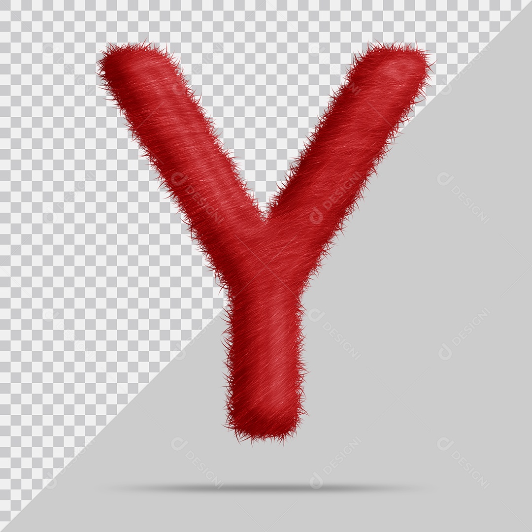 Letra Y com pele Vermelha Ilustração 3D PSD
