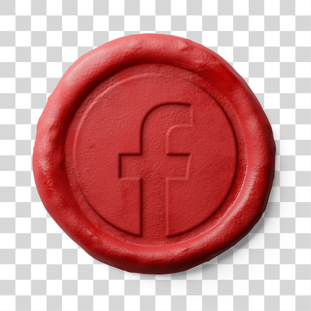 Ícone 3D do Facebook Efeito Selo Carimbo Vintage PNG Transparente Logo