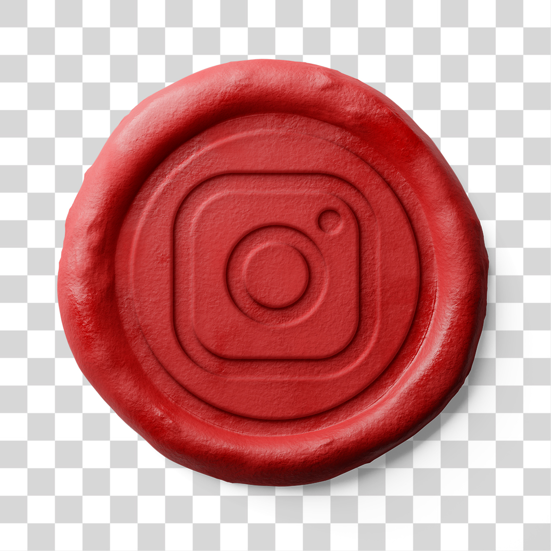 Ícone 3D do Instagram Efeito Selo Carimbo Vintage PNG Transparente Logo