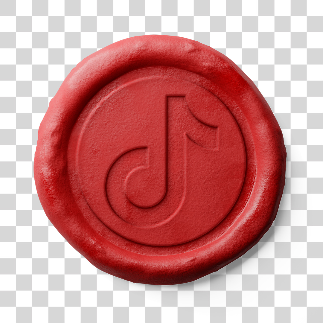 Ícone 3D do TikTok Efeito Selo Carimbo Vintage PNG Transparente Logo