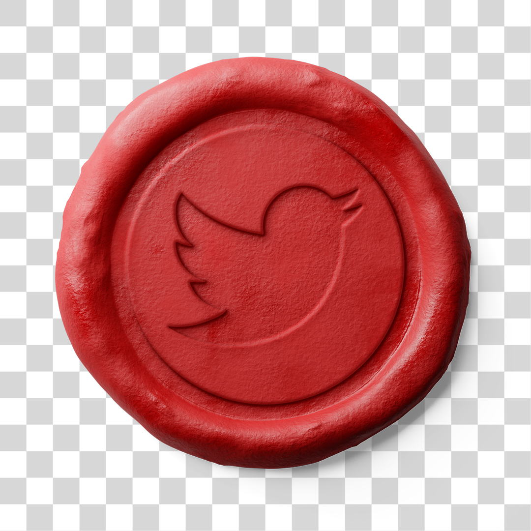 Ícone 3D do Twitter Efeito Selo Carimbo Vintage PNG Transparente Logo