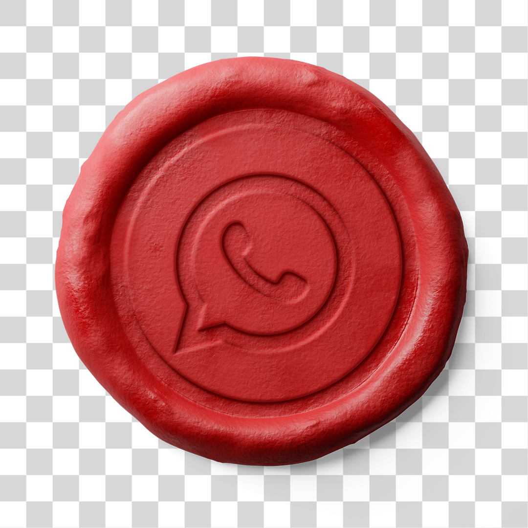 Ícone 3D do WhatsApp Efeito Selo Carimbo Vintage PNG Transparente Logo