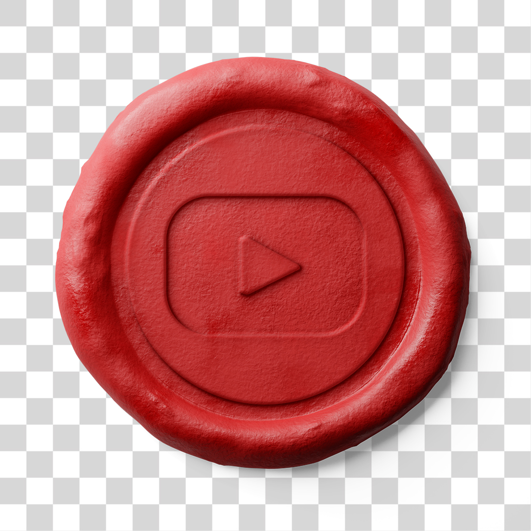 Ícone 3D do YouTube Efeito Selo Carimbo Vintage PNG Transparente Logo