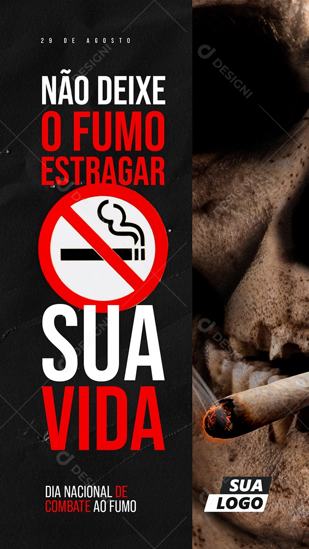 Social Media Dia Nacional de Combate Ao Fumo 29 de Agosto Story PSD Editável