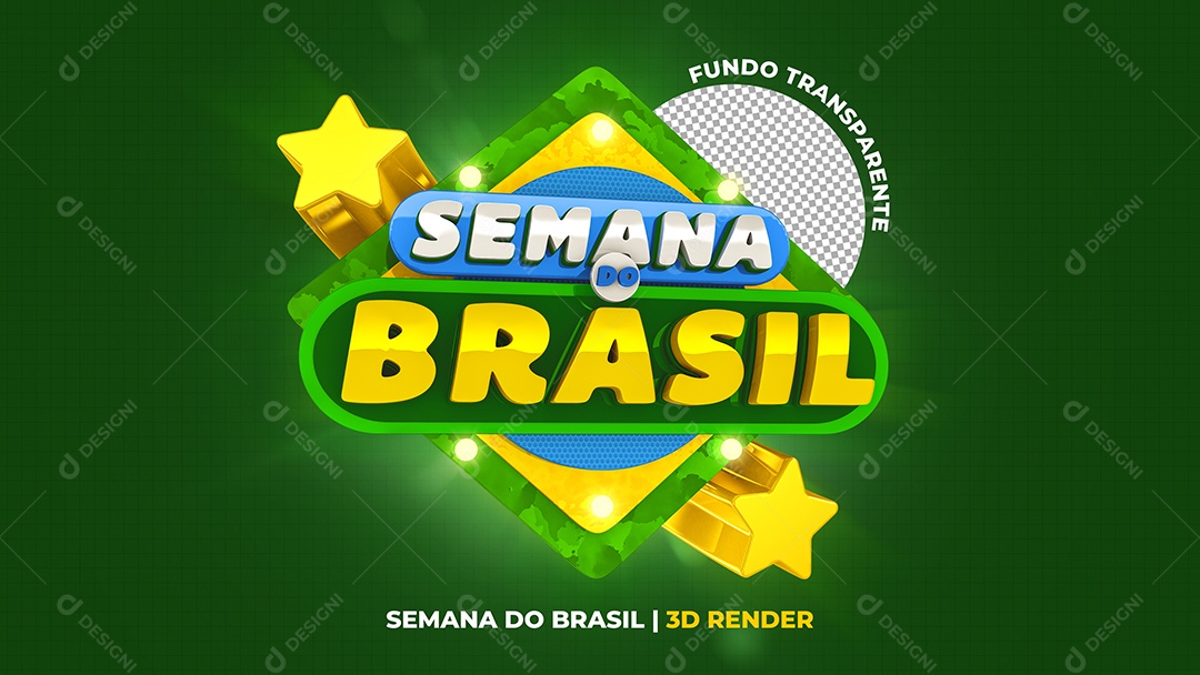 Selo 3D Semana do Brasil Para Composição PSD