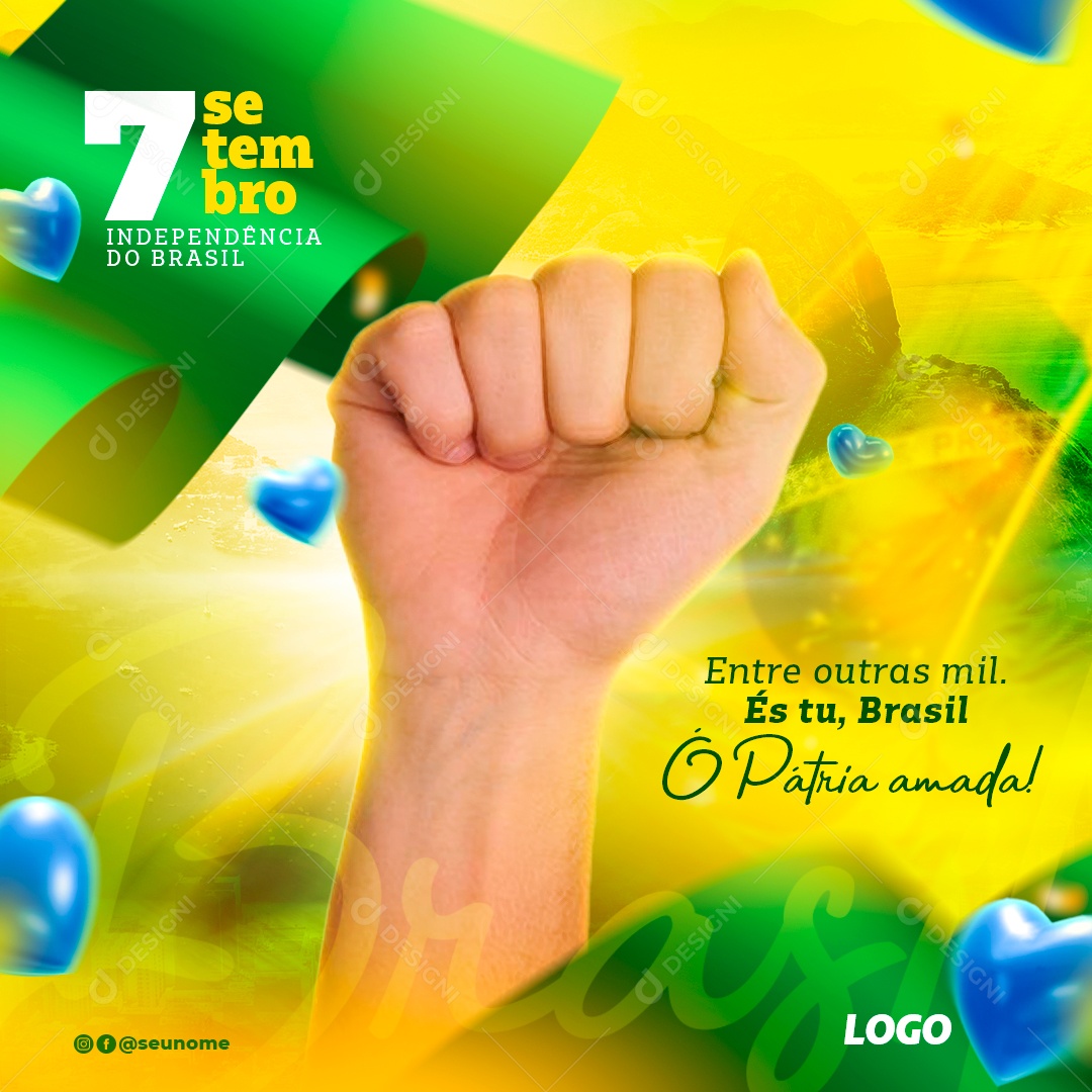 Dia 7 De Setembro Independência Do Brasil Social Media PSD Editável
