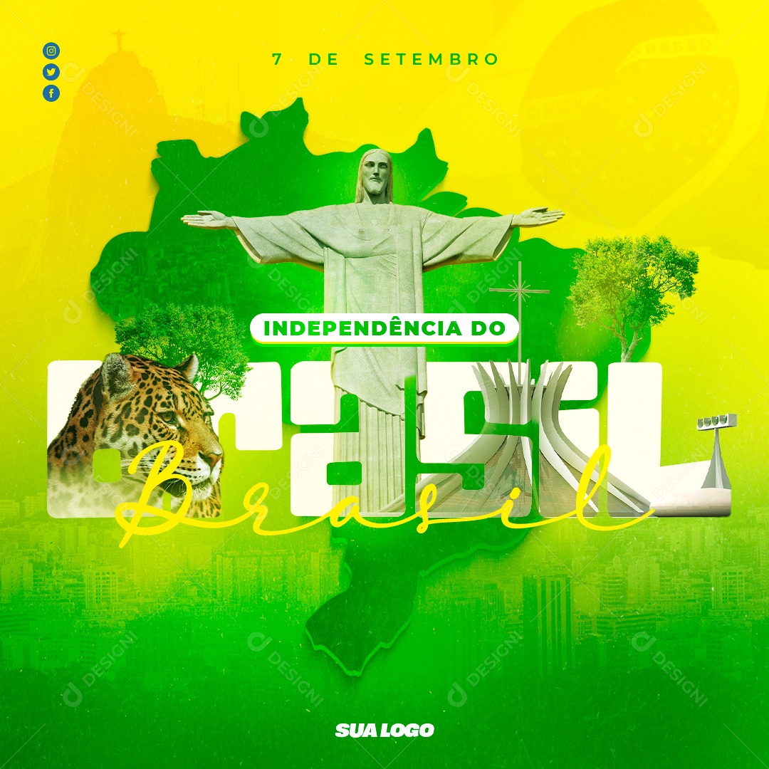 Dia 7 De Setembro Independência Do Brasil Social Media PSD Editável