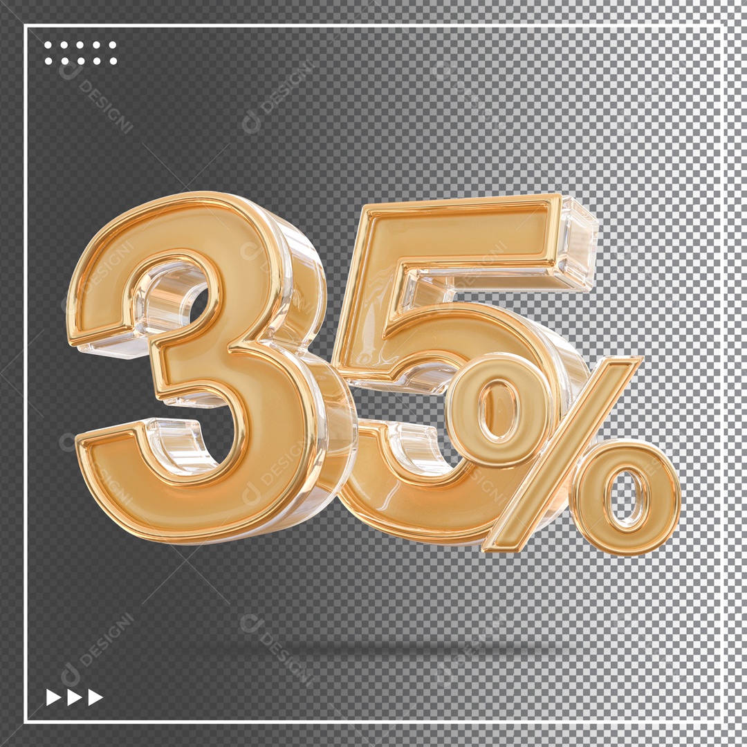 Número 3D 35% Dourado Elemento Para Composição PSD