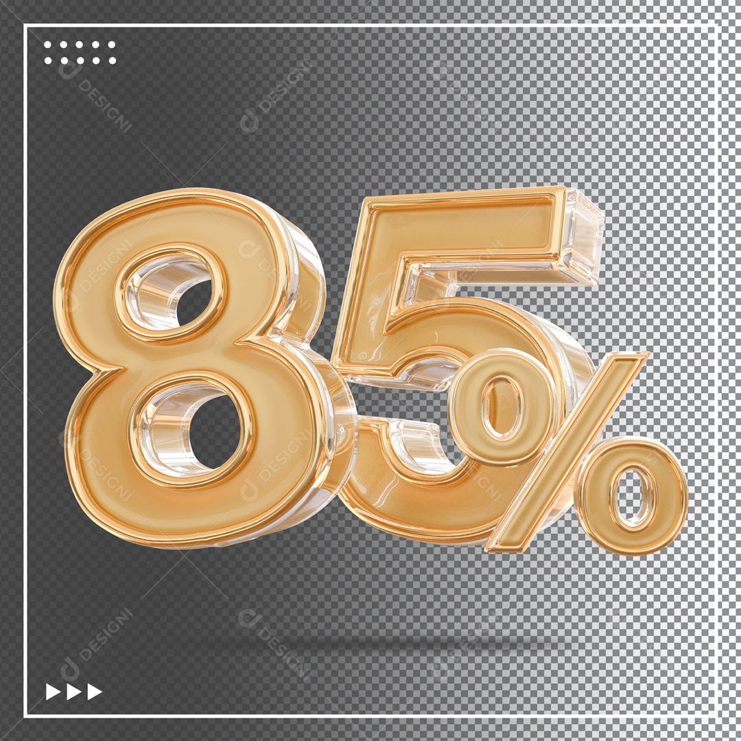 Número 3D 85% Dourado Elemento Para Composição PSD