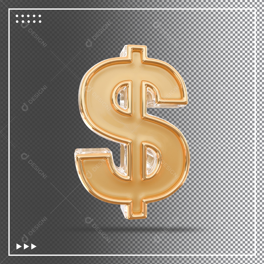 Cifrão 3D Elemento para Composição PSD