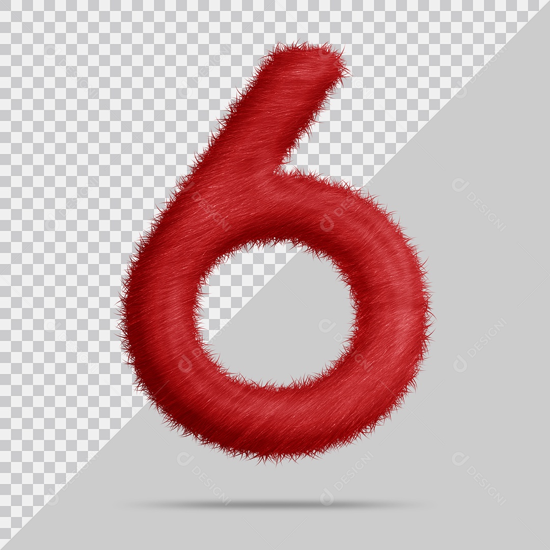 Número 6 com pele Vermelha Ilustração 3D PSD