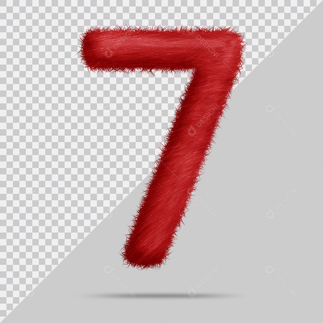 Número 7 com pele Vermelha Ilustração 3D PSD