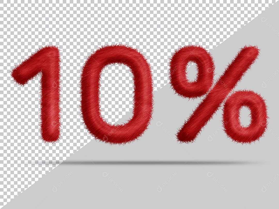 Número 10% com pele Vermelha Ilustração 3D PSD