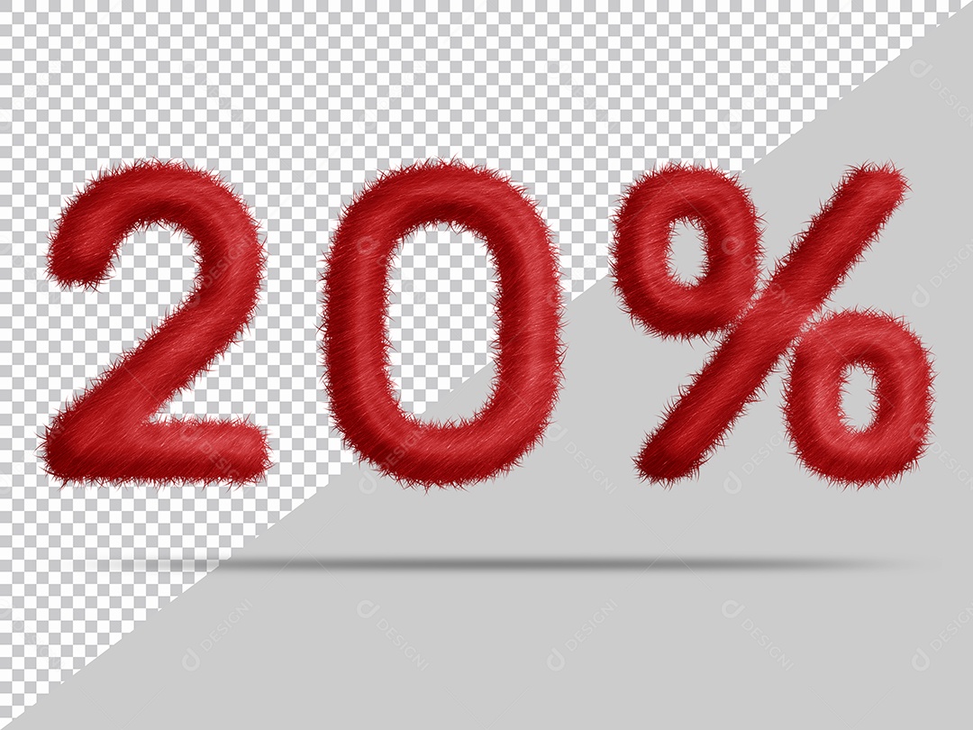 Número 20% com pele Vermelha Ilustração 3D PSD
