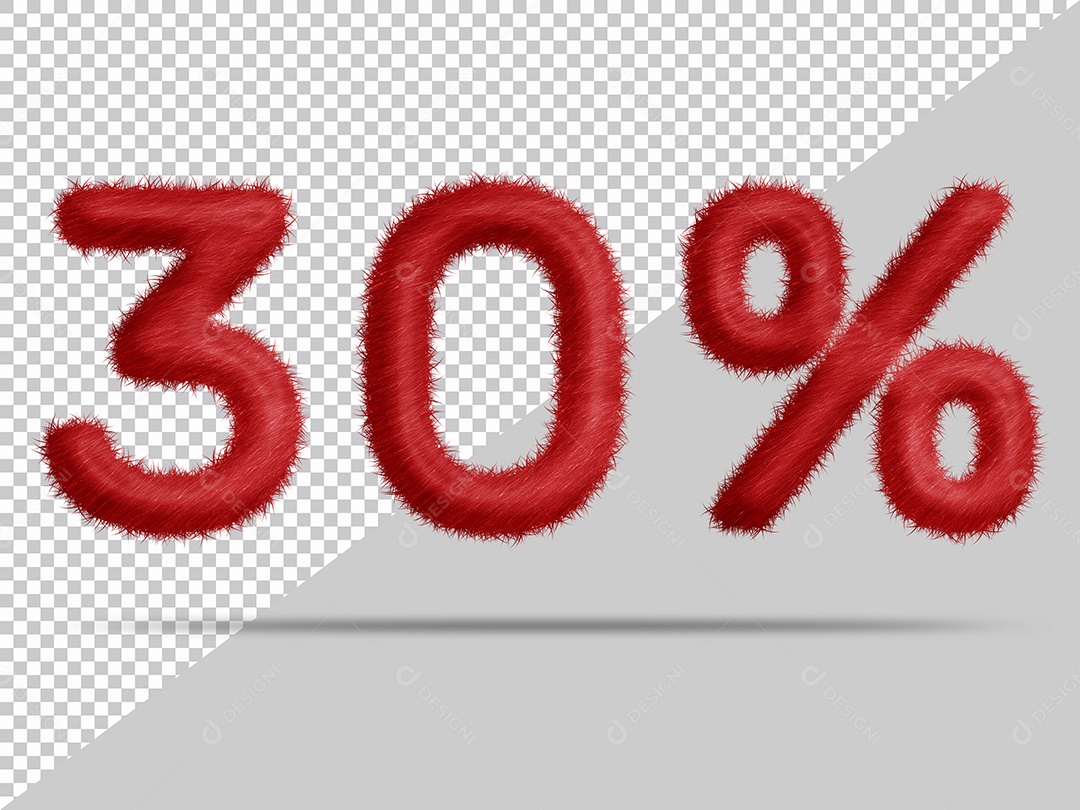 Número 30% com pele Vermelha Ilustração 3D PSD