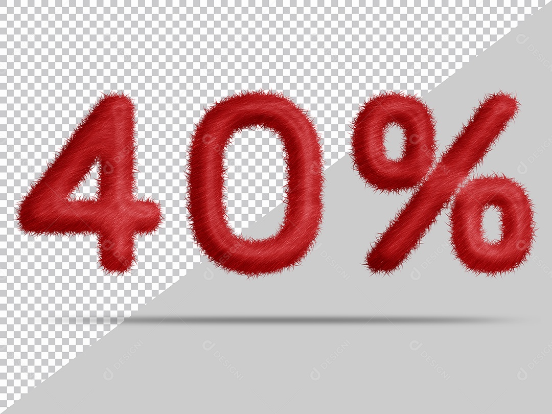 Número 40% com pele Vermelha Ilustração 3D PSD