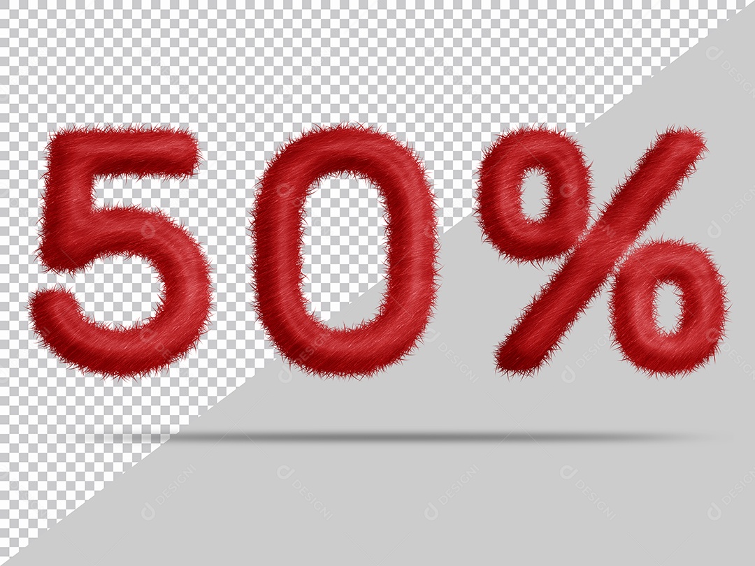Número 50% com pele Vermelha Ilustração 3D PSD