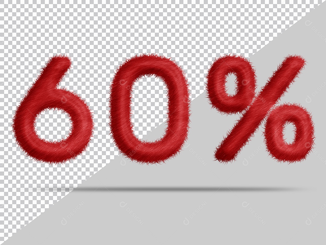 Número 60% com pele Vermelha Ilustração 3D PSD