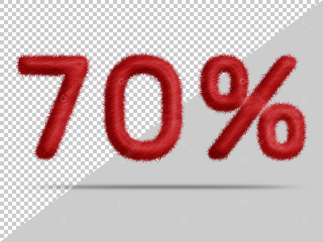 Número 70% com pele Vermelha Ilustração 3D PSD