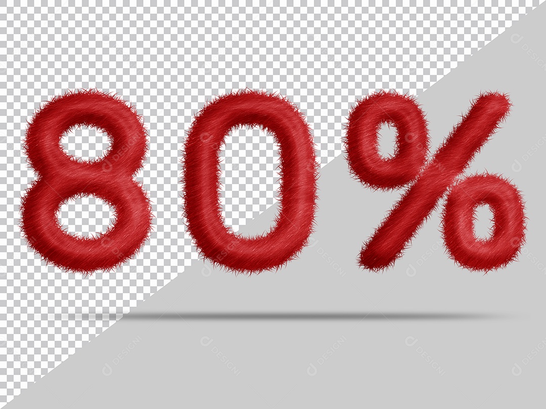 Número 80% com pele Vermelha Ilustração 3D PSD
