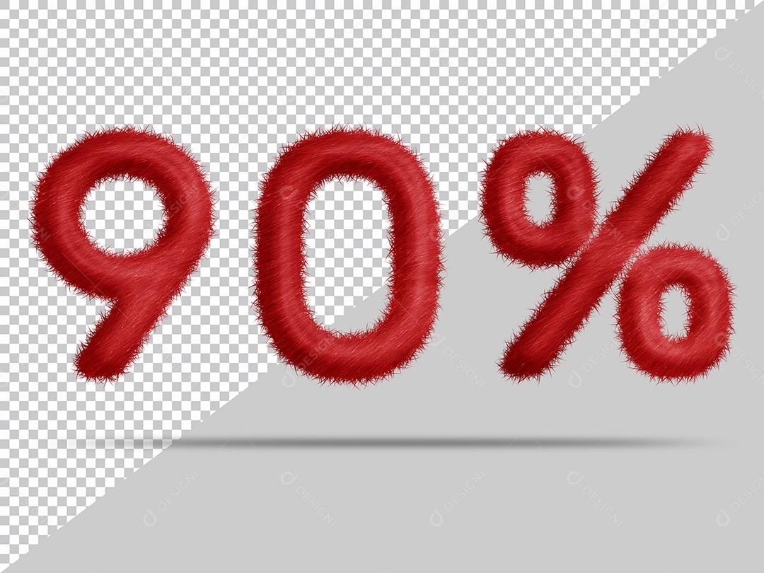 Número 90% com pele Vermelha Ilustração 3D PSD