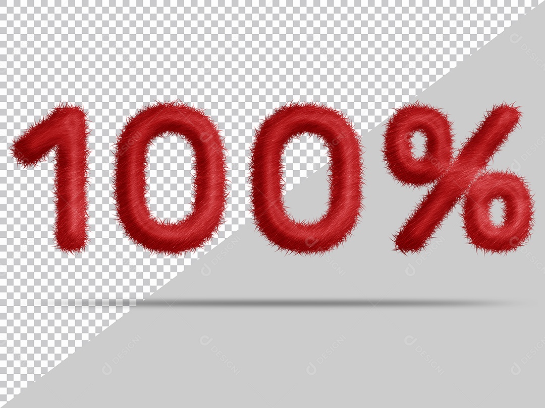 Número 100% com pele Vermelha Ilustração 3D PSD