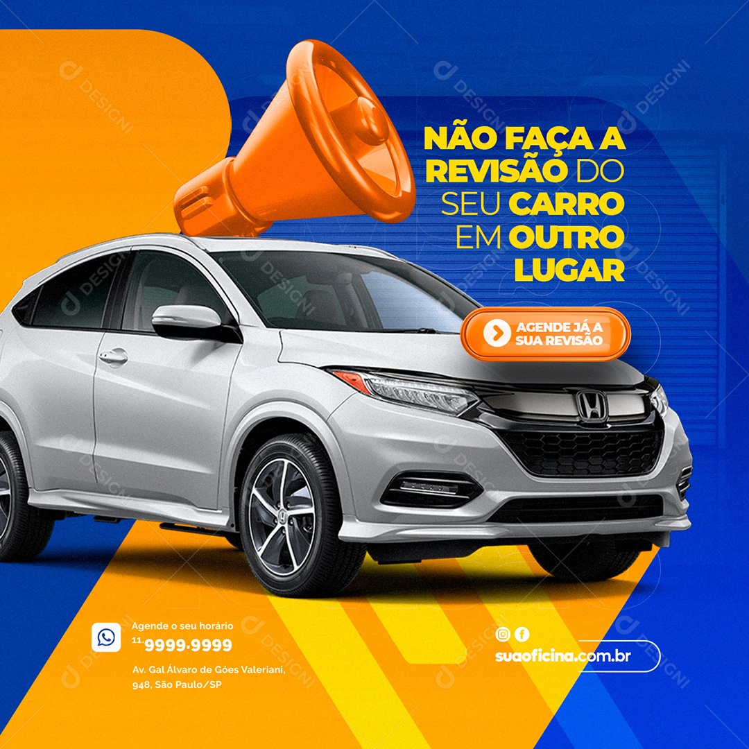 Não faça a revisão do seu Carro em outro lugar Oficina Social Media PSD Editável