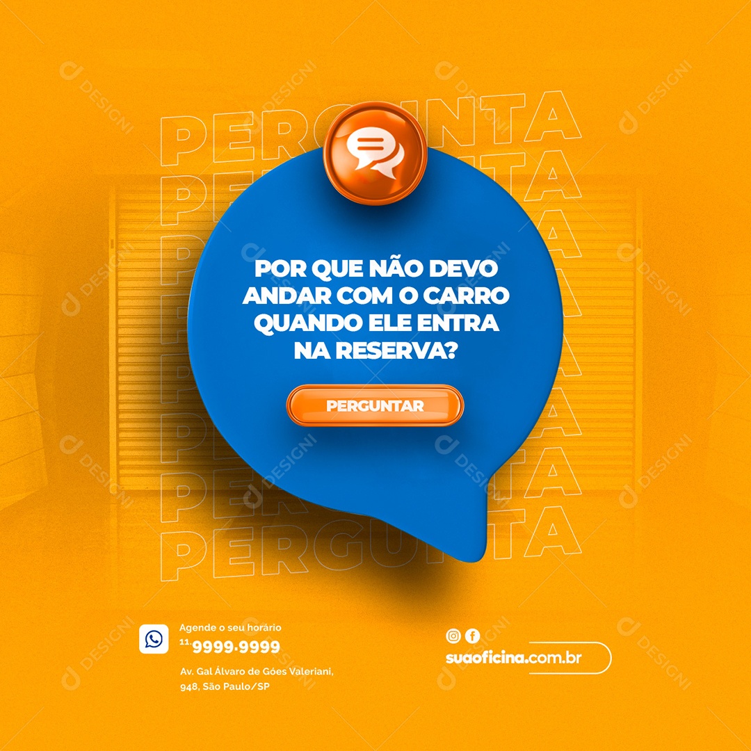 Por que não devo andar com o carro Oficina Social Media PSD Editável