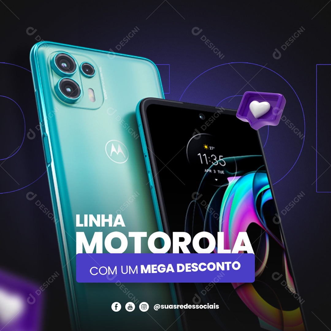 Linha Motorola com um Mega Desconto Assistência Técnica Social Media PSD Editável