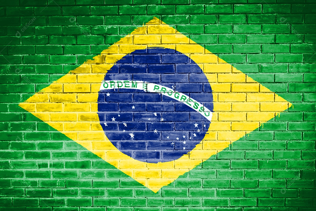 Fundo de textura da parede da bandeira do Brasil