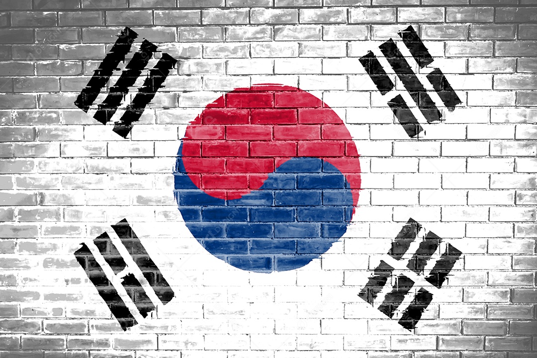 Fundo de textura da parede da bandeira da Coreia do Sul