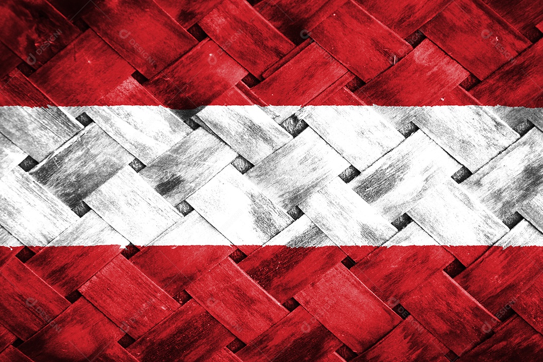 tela de bandeira da áustria em fundo de madeira de vime