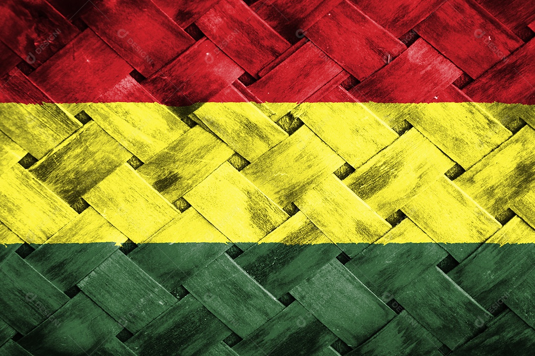 tela de bandeira da bolívia em fundo de madeira de vime